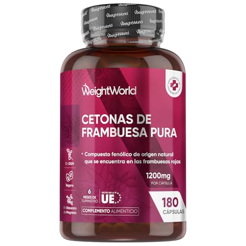 Cetonas de Frambuesa Pura 1200mg, 180 Cápsulas Veganas, 6 Meses de Suministro - Extracto de Fruta de Frambuesa, Sin Estearato de Magnesio ni OGM