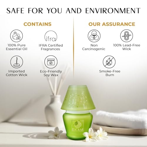 Image of EKAM Scented Frost Glass Lampshade Candle | Jasmine Scented Candle | Luxury Fragrances| Ideal for Home Decor, Aromatherapy & Gifting | 22 Hours Burn time |114 g