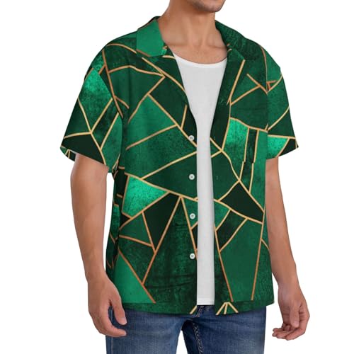 black and gold geometric Print Men's Pocket Hawaiian Shirts â€“ Short Sleeve Casual Beachwear for Summer S-4XL4