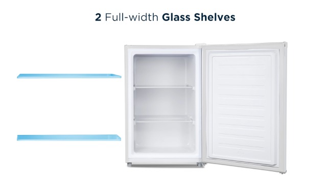 Image of Commercial Cool 3.0 Cu. Ft. Upright Freezer with 2 Removable Glass Shelves, Reversible Door, Adjustable Thermostat, Mini Freezer with Space Saving Flat Back, Manual Defrost, CCUL30W, White