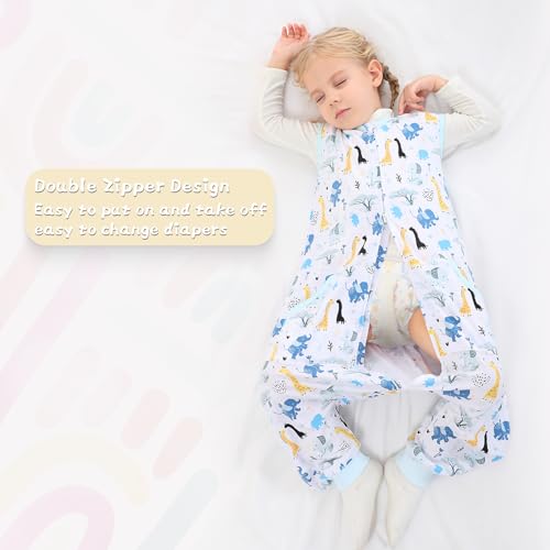 Image of WONDAY Toddler Sleep Sack with Feet, 0.5 Tog Sleeping Sacks for Walking with Legs 12-18 Months 2T 3T 4T 5T (Giraffe, 2-3T)
