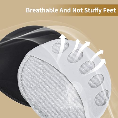 Image of 4 Pairs Honeycomb Fabric Forefoot Pads Women High Heels Invisible Socks High Heel Comfort Pads for Relieving Foot (Black Beige Gray White)
