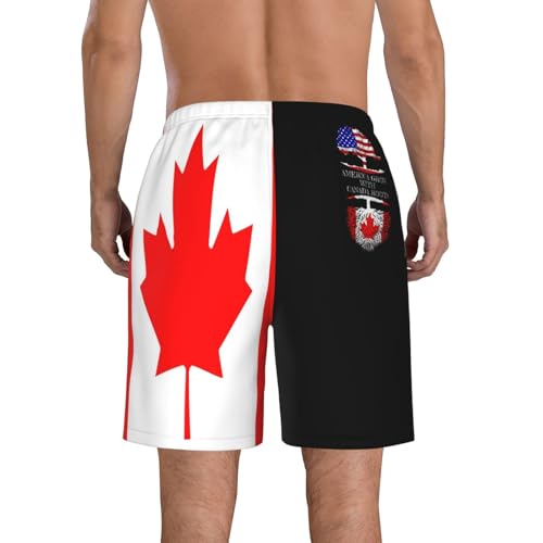 Canada Flag Men's Swim Trunks Beach Shorts Drawstring Quick Dry Running Shorts with Pockets3