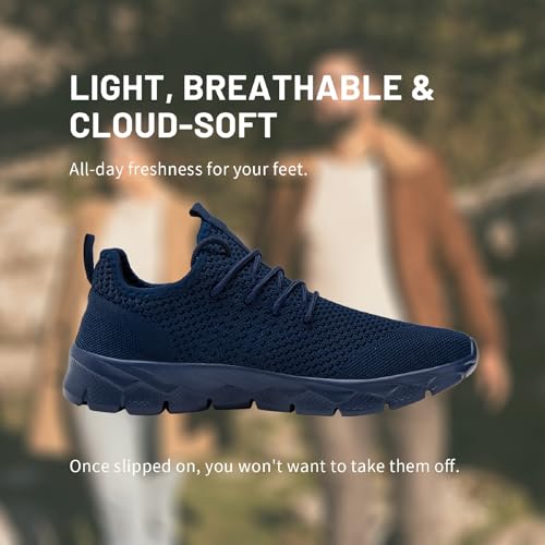 Image of Damyuan Men Walking Shoes Non Slip Running Shoes Tennis Sneakers Breathable Workout Lightweight Working Gym Outdoor Sports,Dark Blue Size 12