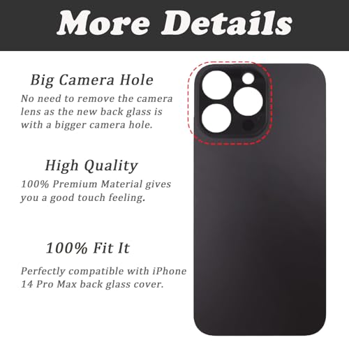 Réparer vitre arrière cassée iPhone 14 Pro Max kit complet noir