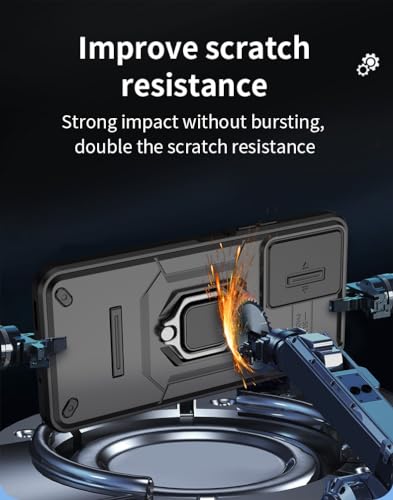 Image of CamShield Pro Case with Slide Camera Protection and 360 Protection Ring Stand Bumper Back Case Cover for Poco C65 (Blue)