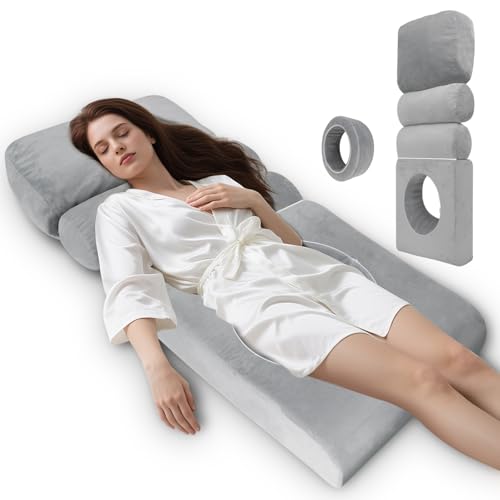 HOMCA BBL Bed After Surgery for Sleeping Ergonomic BBL Pillow with Hole High Density Foam Brazilian Butt Lift Recovery Pillow with Removable Cover BBL Recovery Must Haves (60x23.6x6.3in)