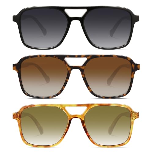 Image of GRFISIA Retro Aviator Sunglasses for Women Men Trendy Rectangle Womens Mens Sun Glasses Shades for Driving Vacation UV400