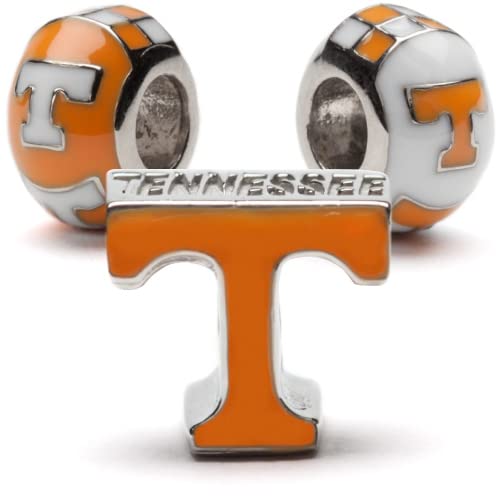 University of Tennessee Bead Charm Set | Set of Three Tennessee Charms | Tennessee Volunteers Stainless Steel Jewelry | Tennessee Gift | Product Lifetime Guaranteed | Fits Most Popular Charm Bracelets