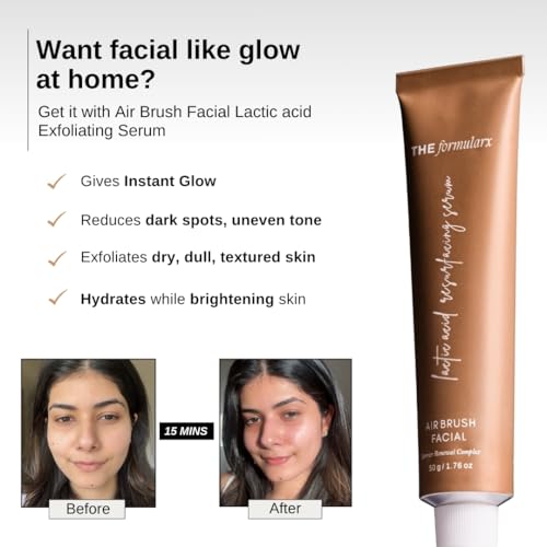 Image of The Formularx Air Brush Facial - All In One Lactic Acid Serum + Glowing & Brightening Serum For Instant Radiance, Removes Dullness, and Smoothens Texture + For All Skin Types (50 g)