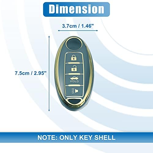 MACHSWON 4 Button Silicone Smart Key Fob Case Cover Key Fob Shell Protector Keyless Blue for Infiniti QX80 2014 - Image 2
