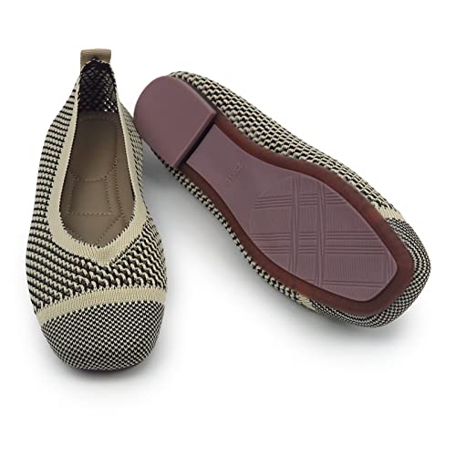 Image of RVROVIC Women's Square Toe Knit Flats Shoes Casual Slip on Ballet Flats Comfortable Shoes for Women