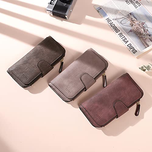 Image of CLUCI Wallet For Women PU Leather RFID Blocking Womens Wallet Bifold Card Holder with ID Window Gifts for Women Birthday, 2 Two-toned Purple, Large, Fashion
