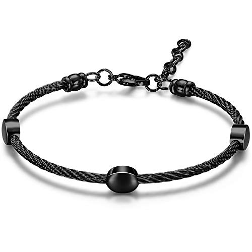 Jude Jewelers Stainless Steel Cable Wear Round Bead Adjustable Size Bangle Bracelet