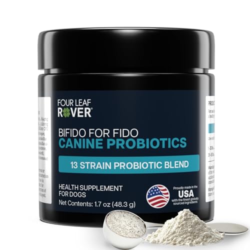 Four Leaf Rover Bifido for Fido - Dog Probiotics for Digestive Health and Gut Health and Immune Balance - 50 Billion CFU - Veterinarian Formulated - 30 Day Large Dog Supply
