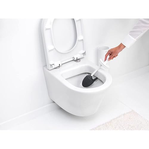 Miniatura 8 de Brabantia Mindset - Escobilla de inodoro y soporte (blanco fresco mineral) limpiador de borde de inodoro de silicona, montaje en pared, soporte