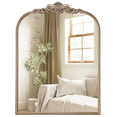 Gold Vintage Arched Mirror 30x40 with Ornate Frame