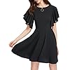 ROMWE Women's Stretchy A Line Swing Flared Skater Cocktail Party Dress Black XL
