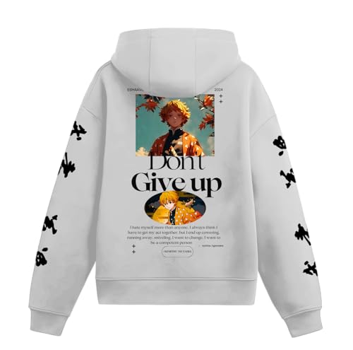 Image of Eshaaver Anime Inspired Design Unisex Pullover Hoodie, Black, Graphic Print Front and Back