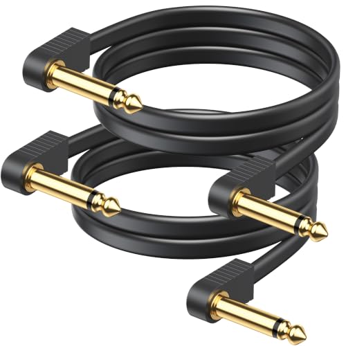 Image of AA AUDIO ACCESSORY Guitar Patch Cables Kevlar-Reinforced S-Shape Flat Ribbon 12 Inch 2 Pack, Gold-Plated Noiseless Quad-Layer Shielded, Guitar Pedal Cables for BOSS MXR EBS Behringer Donner Pedal