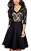 HOMEYEE Vintage Vintage à Manches 3/4 en Dentelle Florale brodée Cocktail Robes A062(EU 36 = Size S,Noir)