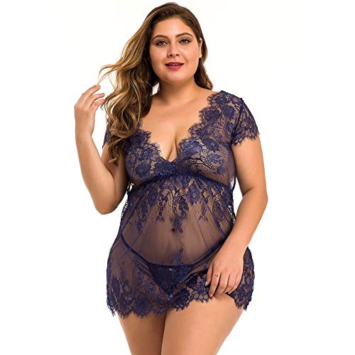 Lingerie transparente col en V confort et séduction pour nuits érotiques XXL
