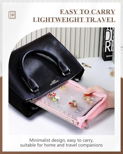 Image of travel Jewelry Organizer Book, Portable Jewelry Case with Removable Pages, Soft Velvet Lining, Large Capacity Jewelry Pouch Bag for Earrings, Rings, Necklaces, Gift for Women (Multi)