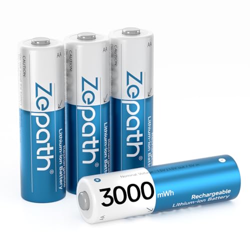 Zepath AA Rechargeable Batteries, 4 Pack Lithium Battery 3000mAh High Capacity Rechargeable Batteries, 1.5V Constant Outpu 1600 Cycles, Battery AA Low Self-Discharge