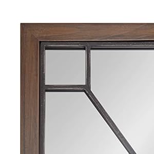 Kate and Laurel Mavis Framed Wall Mirror, 16 x 42, Walnut Brown, Natural Iron Windowpane Decorative Mirror Kate and Laurel Mavis Framed Wall Mirror 16 x 42 Walnut Brown Natural Iron Windowpane Decorative Mirror