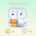 Fullicon Organisateur de Pilules Hebdomadaire Grand 2 Fois par Jour, Facile à Utiliser Boîte à Pilules AM PM, Organisateur de Médicaments Quotidien Sécurisé, Pilulier Durable 7 Jours, Boîte à Pilules de Voyage Portable (Noir Arc-en-Ciel)