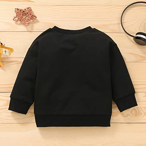 Toddler Boy's Cotton Crewneck Long Sleeve Sweatshirt Letter Long Sleeve Pullover Tops Fall Winter (Black, 2-3 Years)3