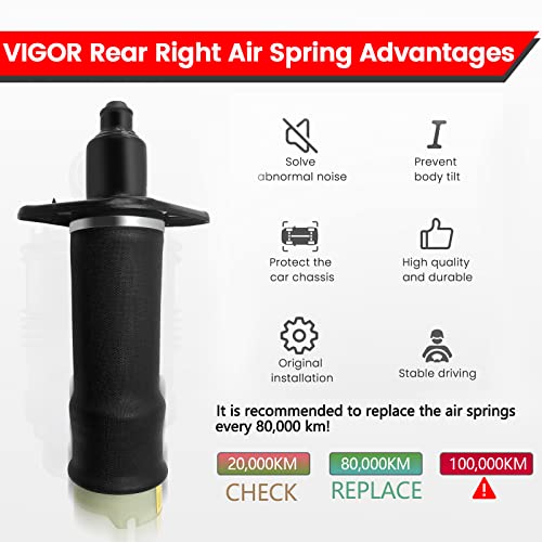 Vigor Rear Right Air Suspension Spring Compatible With 1999-2006 Audi A6 C5 And Allroad Quattro Wagon Car Air Struts, Oem Replace Part Number 4Z7616052A #TOP4