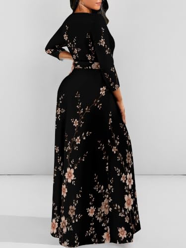 Image of PinkPatty Women's Long Sleeve Maxi Dress Plus Size Casual V Neck Wrap Dress with Pockets&Belt