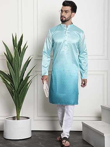 Sojanya (Since 1958 Men'S Jacquard Silk Multi Shade Sequinned Kurta With White Pyjama2