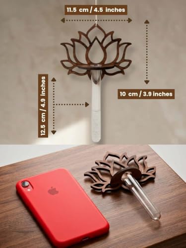 Image of Bombay Greens Hanging Lotus Planter with Wooden Holder & Rope | Test Tube Hanging Planter | Wooden Stand for Home Decor, Living Room, Balcony & Office Decoration - Lotus
