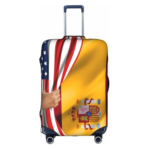 Travel Luggage Cover America Flag And Spain Flag Fashion Washable Baggage Suitcase Protector Fit For Luggage Small