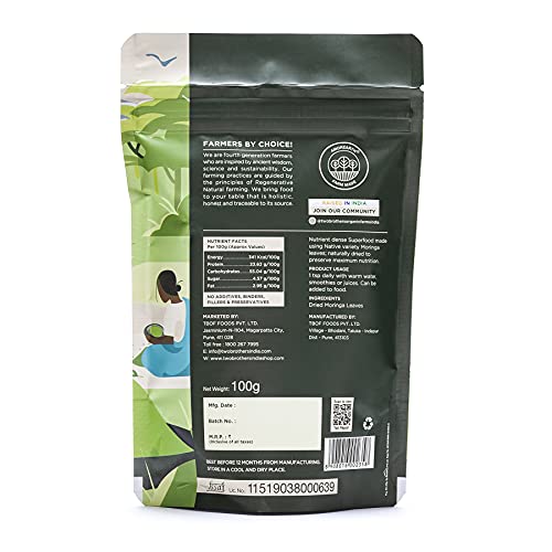 Two Brothers Organic Farms Moringa Powder, made using Farm Grown Organic Moringa Leaves (Drumstick) | Rich in Nutrients | Chemical Free Lab - Tested 100 gms - Image 2
