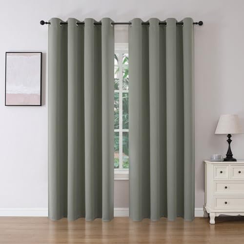 Joydeco Blackout Curtains 72 Inch Length 2 Panels Set, Thermal Insulated Long Curtains& Drapes 2 Burg, Room Darkening Grommet Drapes for Bedroom Living Room Window (Sage Green, W52 x L72 Inc