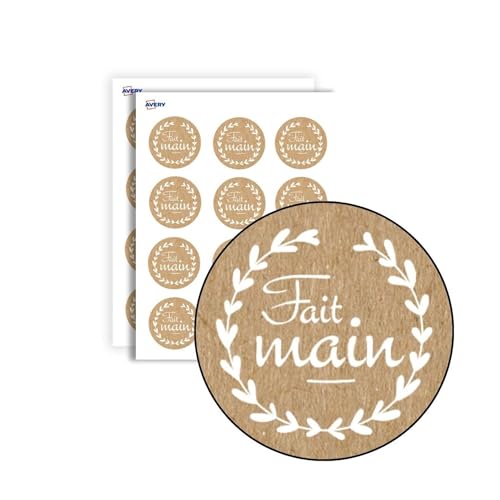 Avery - 140 Etiquettes Fait Main Rondes Autocollantes - 35 Mm - Papier Recyclé - Fait Main - 4 Planches A4 De Stickers Pour Entrepreneurs, Smallbusiness, Diy,...
