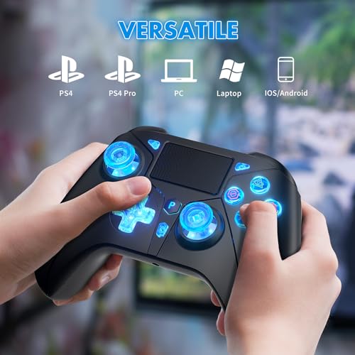 Dinosoo Rgb Wireless Controller For Ps4, Colorful Rgb Lights Controller For Playstation 4/Ps4 Slim/Ps4 Pro With Turbo Programmable Back Button Multi-Touch Pad 6-Axis Motion Sensor 1200Mah Battery thumb #6