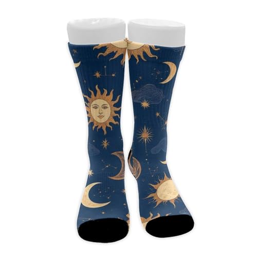 Meaudiwes Leisure Sports Climbing Walking Socks Breathable Non Slip Socks Fashion Dress Decor Magic Constellations Sun Moon Stars Mystical Astrology