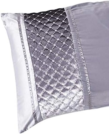 3 Piece Fancy Duvet Cover Sequin Bedding Set with Pillowcase Silky Glittery Velvet (Silver, Double)
