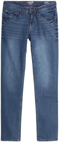 IZOD Men's Straight Leg Jeans - Comfortable Stretch Casual Pull On Denim Jeans for Men - Lightweight Men's Fashion Pants