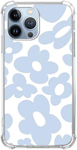 Sundwugzh Blue Retro 70s Flowers Case Compatible with iPhone 12 Pro Max, Hippie Flowers Aesthetic Case for iPhone 12 Pro Max for Teen Men Women, Trendy Cool TPU Bumper Case Cover