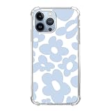 Sundwugzh Blue Retro 70s Flowers Case Compatible with iPhone 12 Pro Max, Hippie Flowers Aesthetic Ca