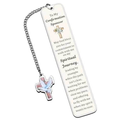 Confirmation Sponsor Gifts for Women Men, Christian Catholic Confirmation Sponsor Gifts Bookmark, Thank You Bookmark Gift for Sponsors Godfather Godmother, Sponsors Appreciation Gift from Candidate