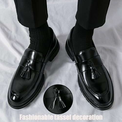 NEKGNL Men's Tassel Slip on Platform Loafers Luxury Round Toe Non-Slip Lug Sole Business Work Office Dress Shoes Summer Breathable Walking Casual Shoes4