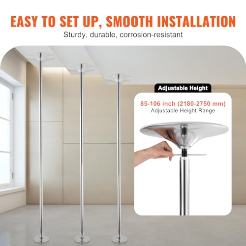 VEVOR Professional Stripper Pole, Spinning Static Dancing Pole Kit, Portable Removable Pole, 45mm Heavy-Duty Stainless Steel Pole, Height Adjustable Fitness Pole, for Exercise Home Club Gym by VEVOR - Image 5