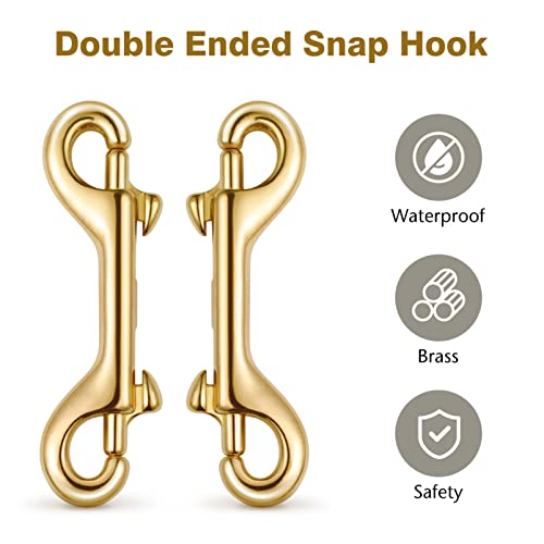 Image of UKCOCO 2 Pack Scuba Diving Double Ended Brass Trigger Clips Snap Hook for Bag Key Keychain Luggage Strap 90mm