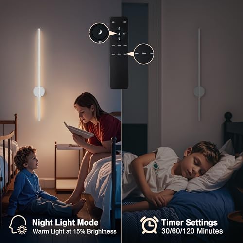 Image of Battery Operated Modern Wall Sconces, Dimmable Wireless Wall Light Set of Two with Remote Control, 3 Color Temperatures, Rechargeable LED Wall Sconce for Bedroom, Living Room,Hallway, 27.6 Inch Chrome